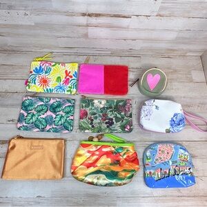 Lot Of 9 Glam Cosmetic Bag Coin Zip Pouch Travel Beach Ipsy Mary Kay Nick & Nora